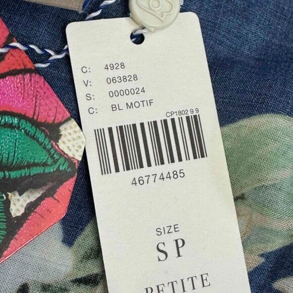 Farm Rio Anthropologie Midnight‎ Flower Wrap Dress 3/4 Sleeves Blue SP - Picture 12 of 16